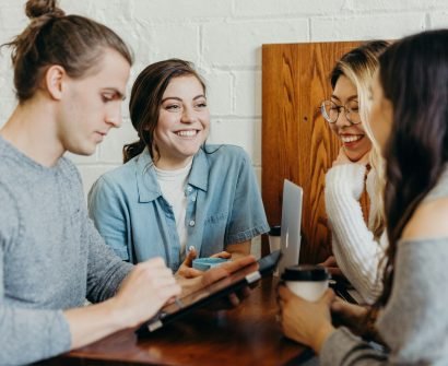 A group of friends at a coffee shop